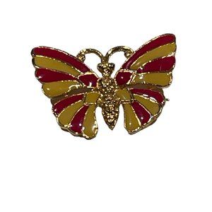 Women's Red and Yellow Butterfly Pin